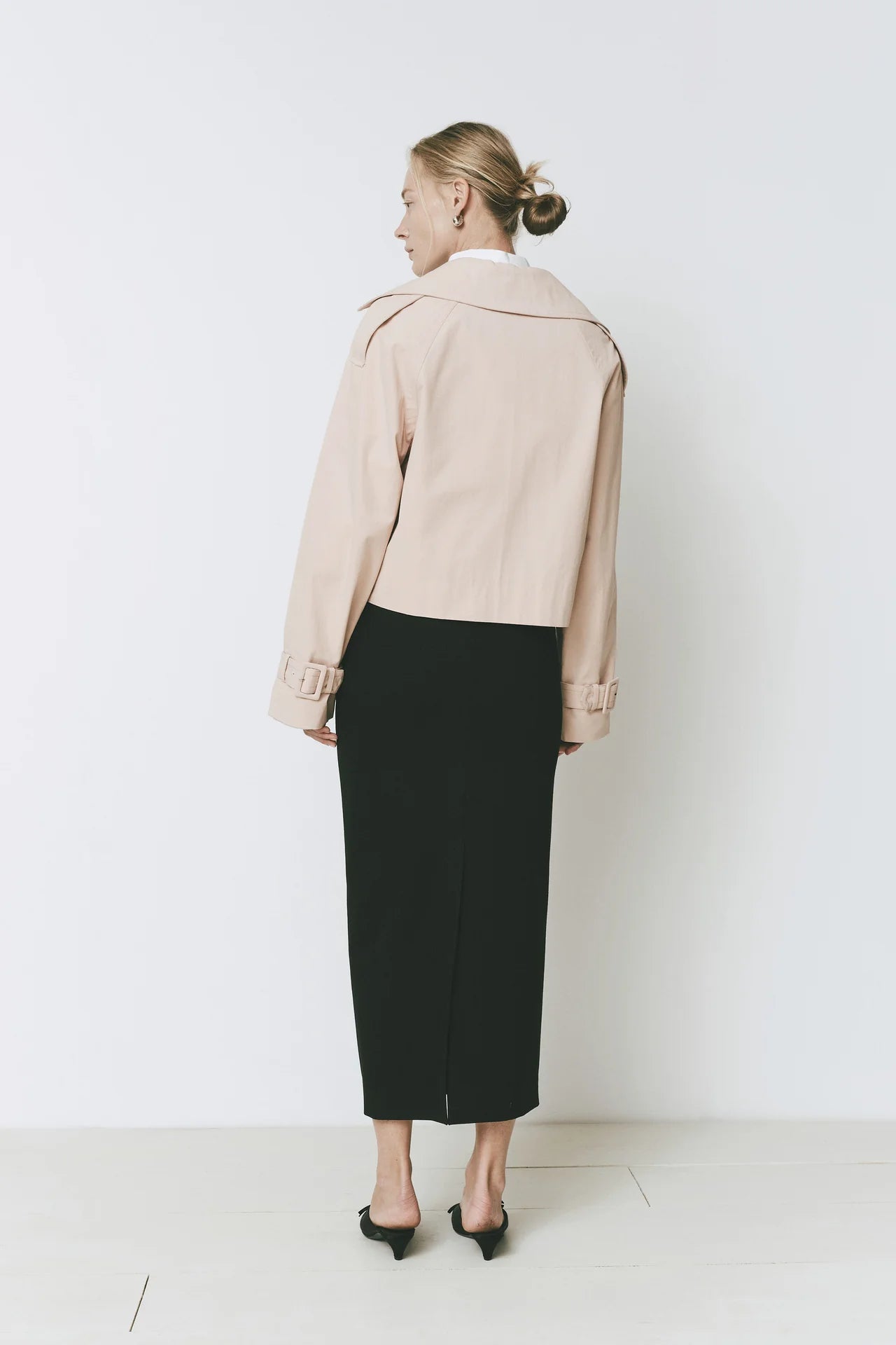 Honore Cropped Trench Coat - Khaki