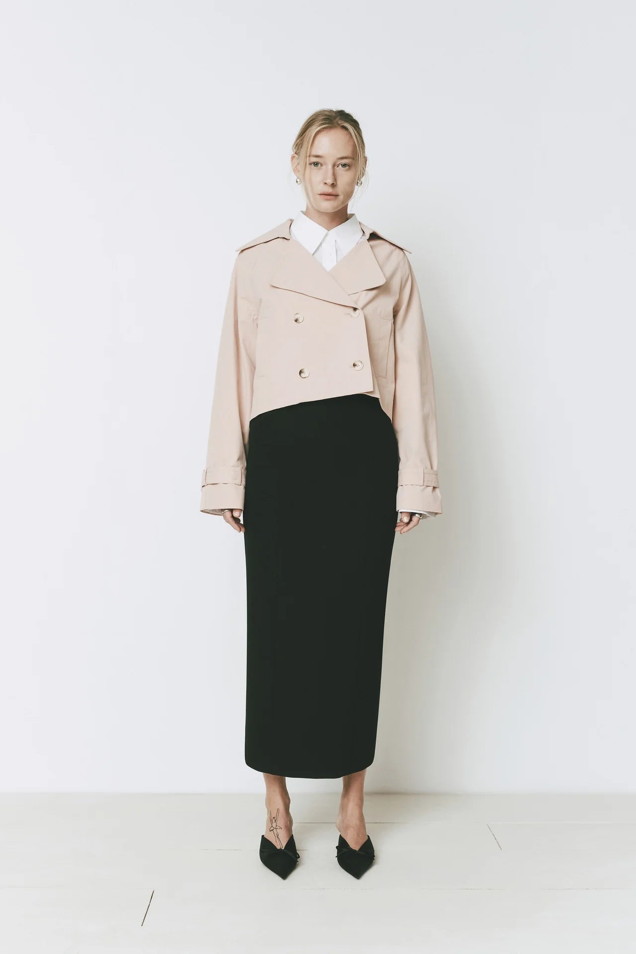 Honore Cropped Trench Coat - Khaki