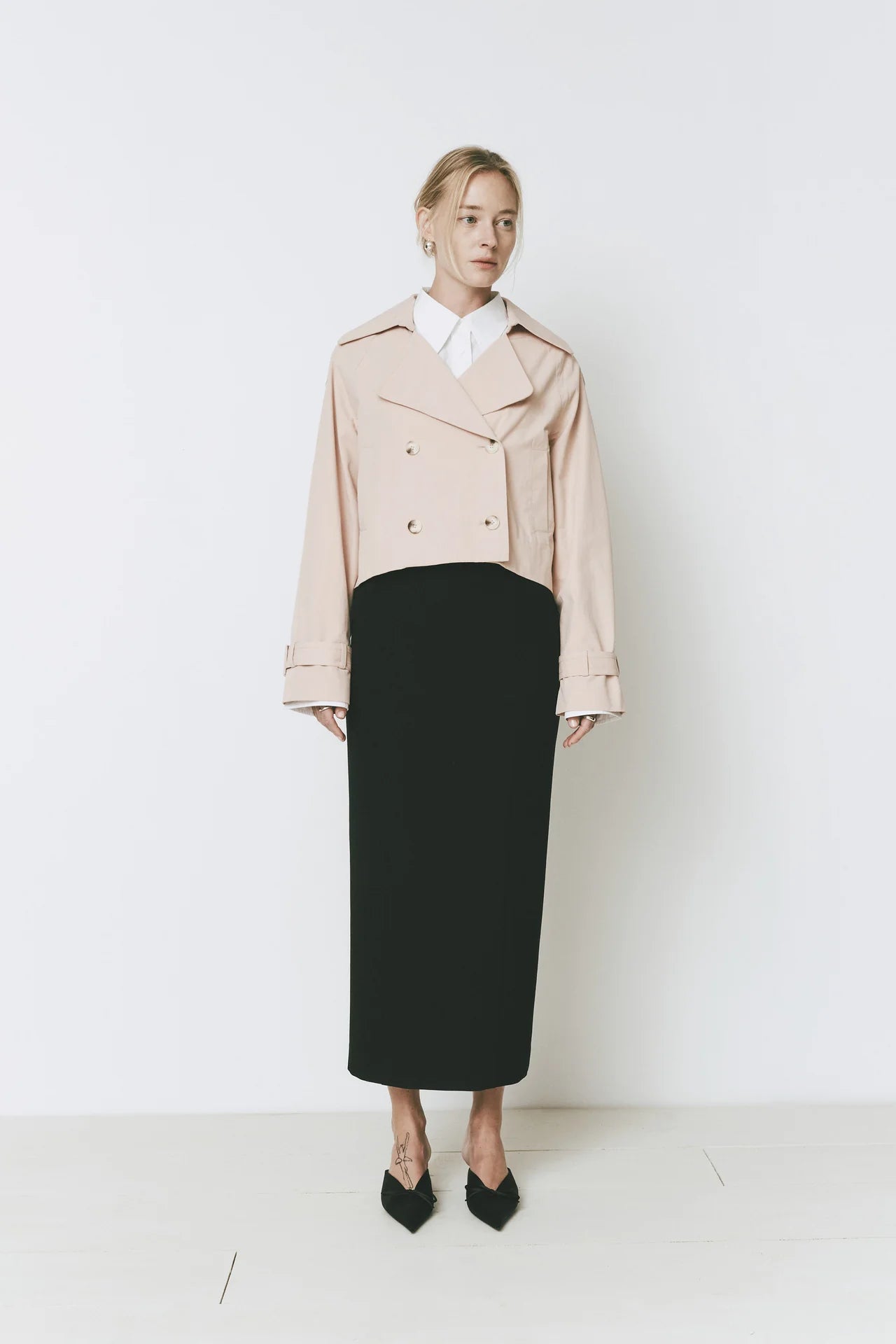 Honore Cropped Trench Coat - Khaki