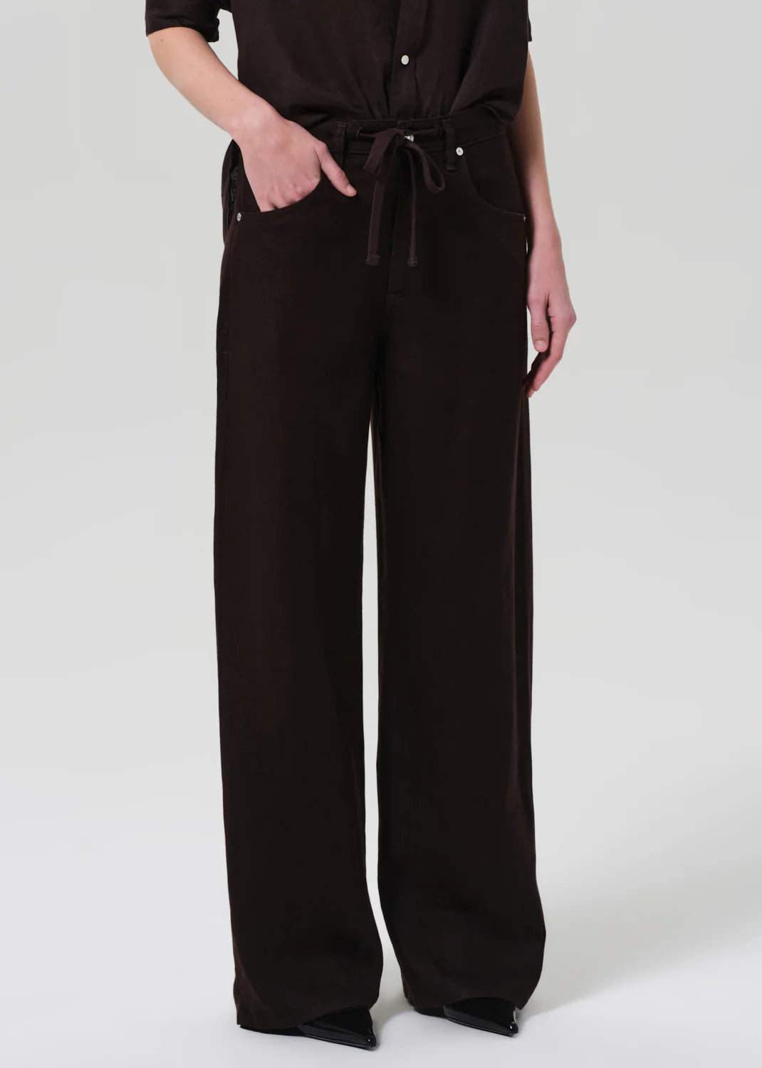 Brynn Drawstring Trouser - Chocolate Linen
