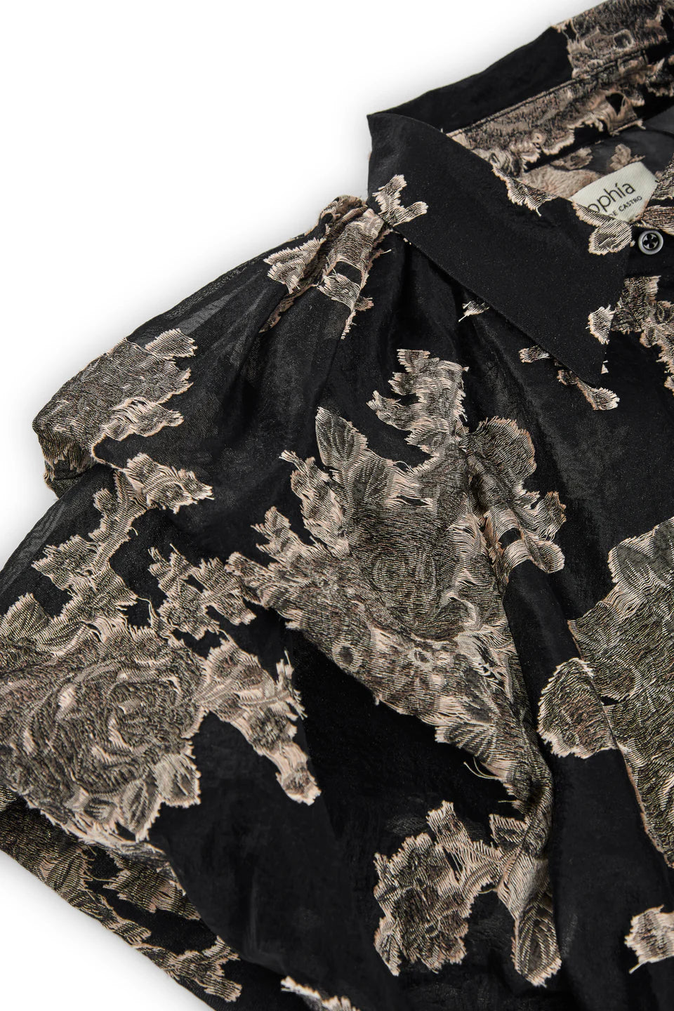 Silver Bloom Double Layer Tulip Sleeve Blouse