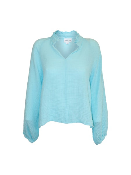 Ruffle Collar Blouse - Sea Glass