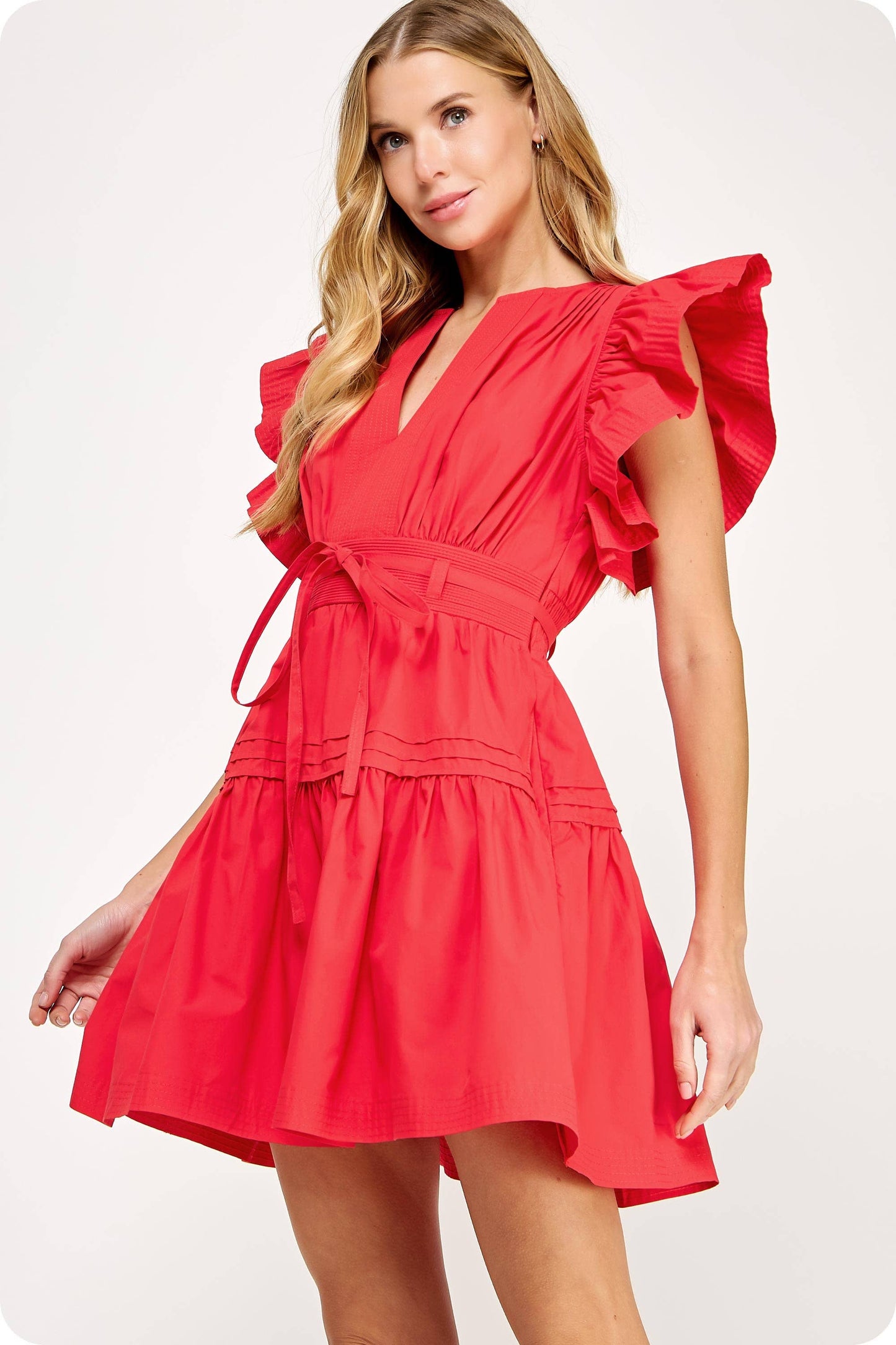 Flutter Sleeve Poplin Mini Dress