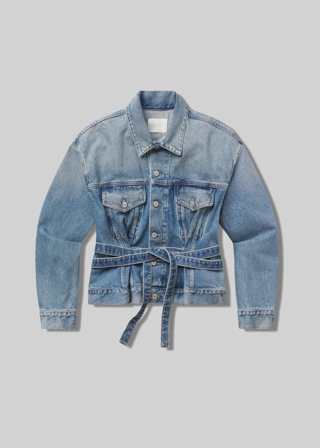 Leela Belted Denim Peplum Jacket - Cabazon