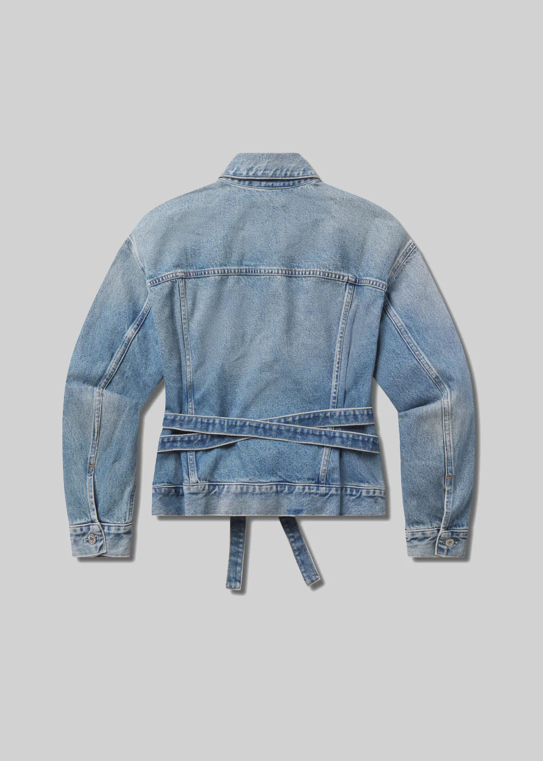 Leela Belted Denim Peplum Jacket - Cabazon