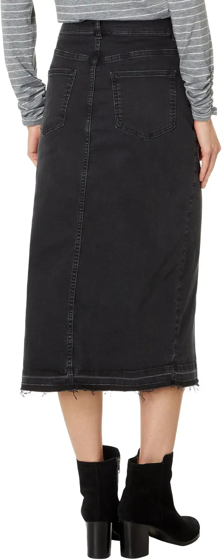 Black Denim Midi Skirt