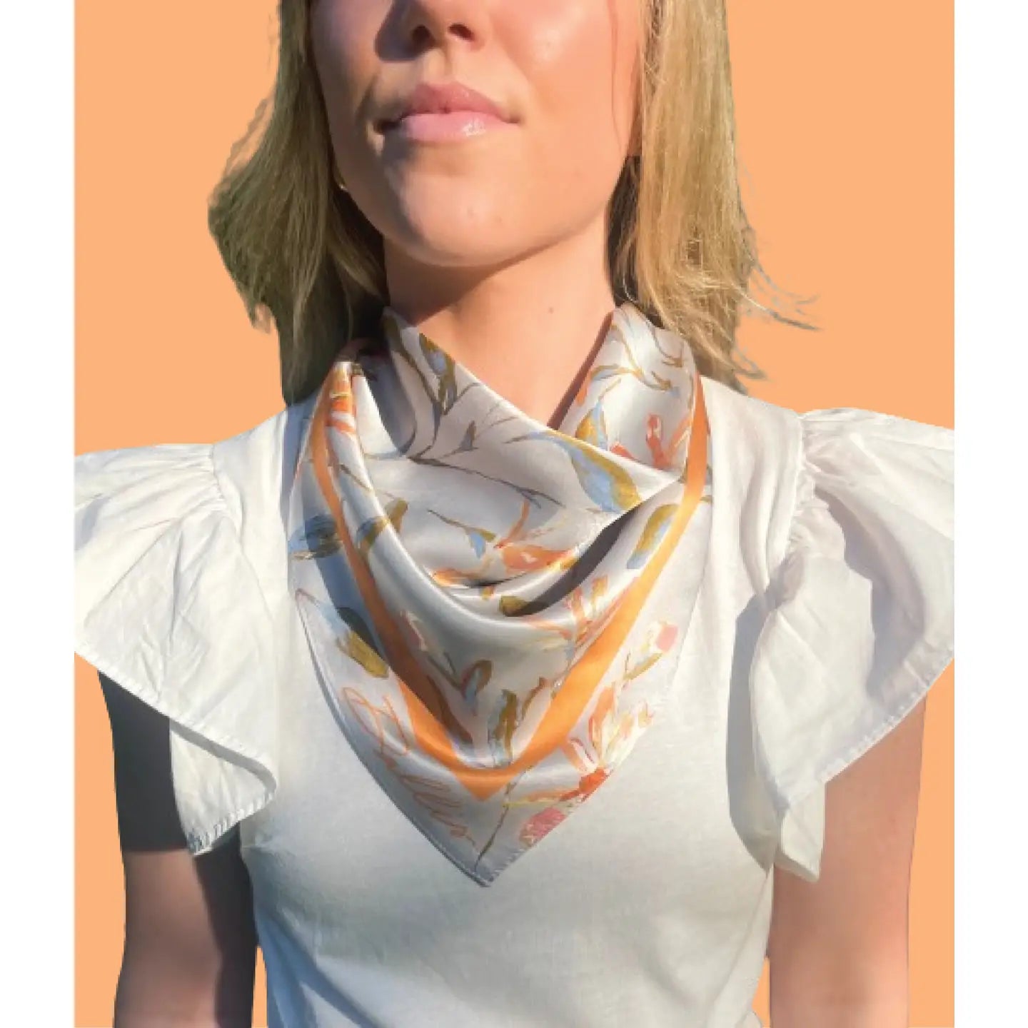 Light Blue + Apricot Scarf
