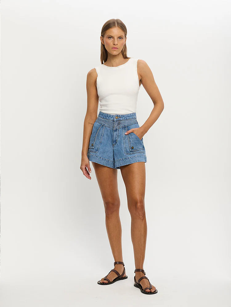 Celene Denim Shorts - Stonewash Blue