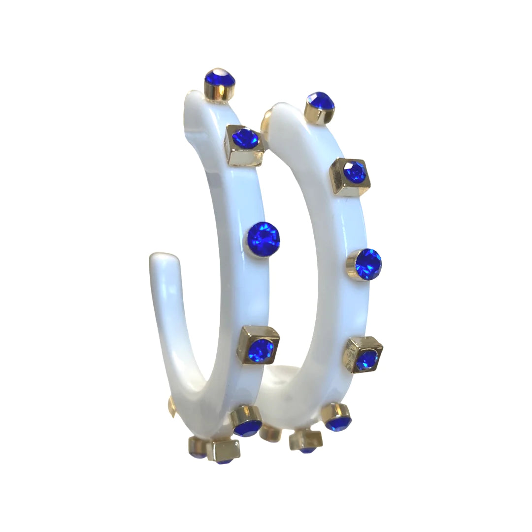 White/Sapphire - City Girl Hoops
