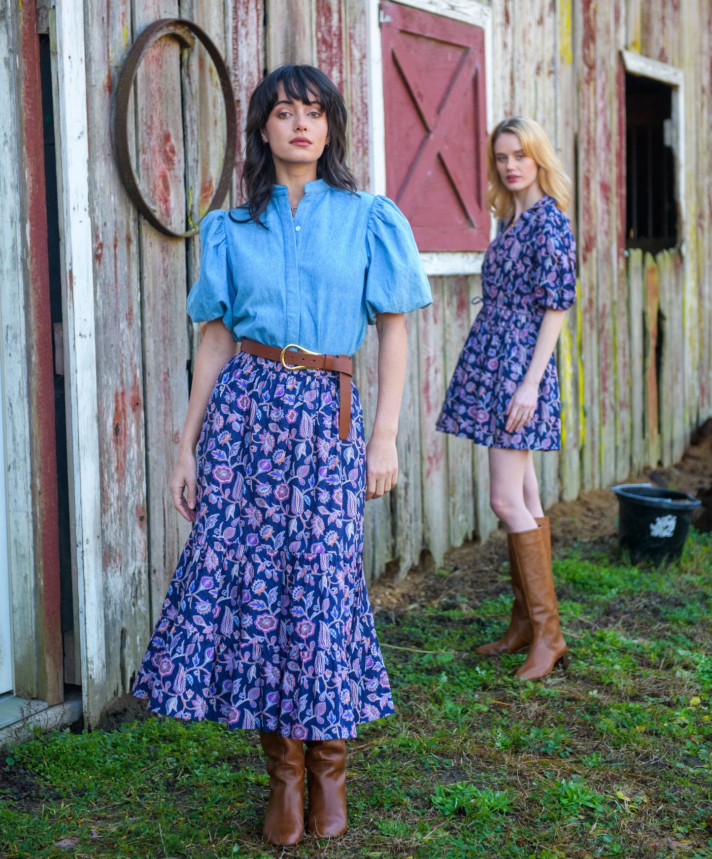 Surrey Skirt - Navy Cactus Flower