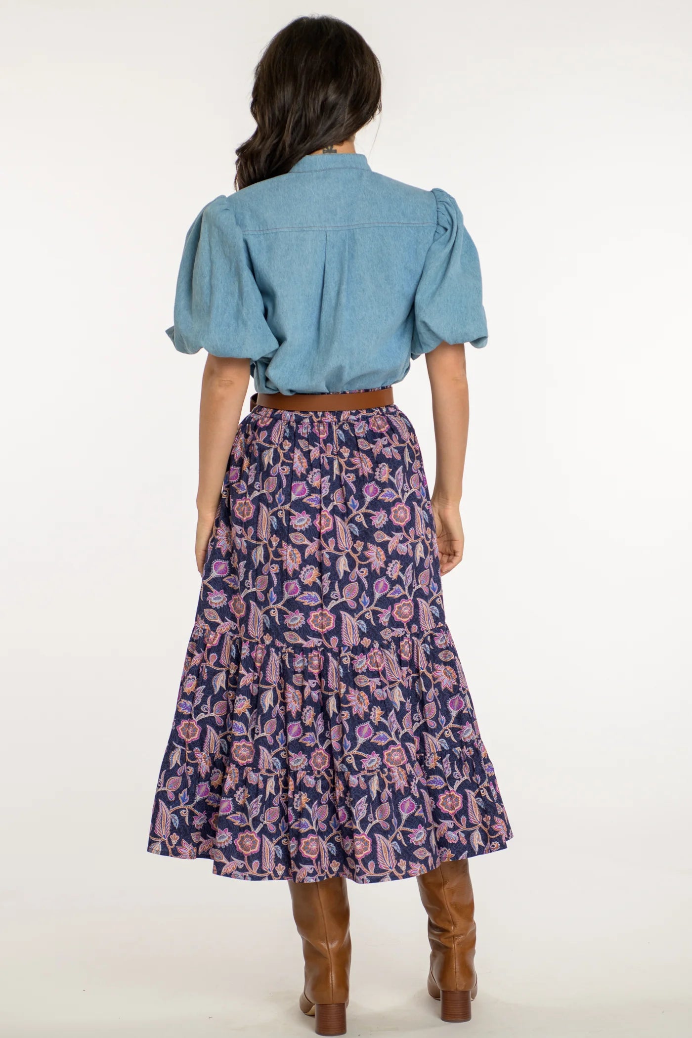 Surrey Skirt - Navy Cactus Flower