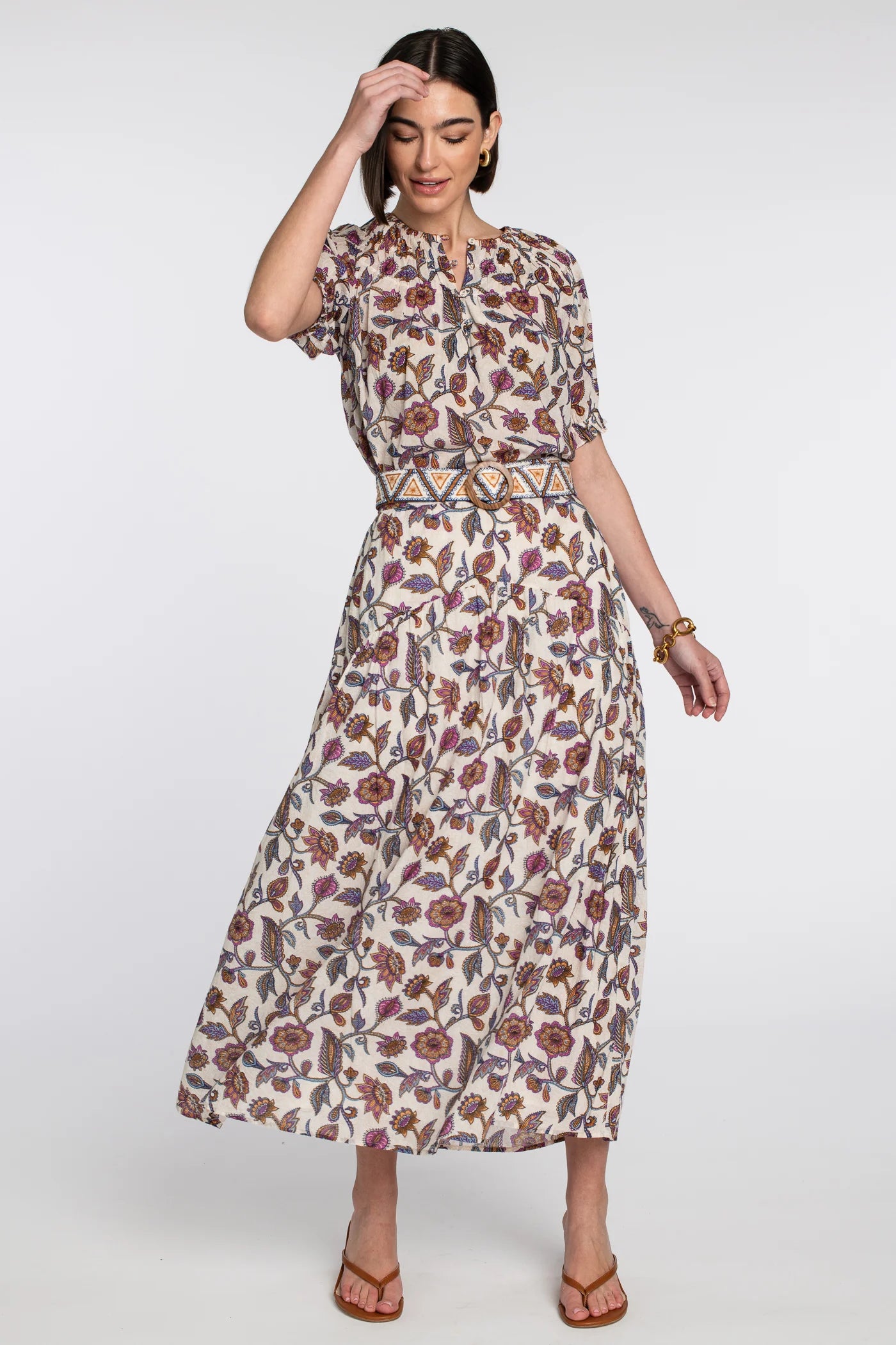 Phoebe Skirt - Ivory Cactus Flower