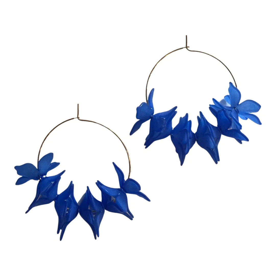 Cobalt Floral Hoops
