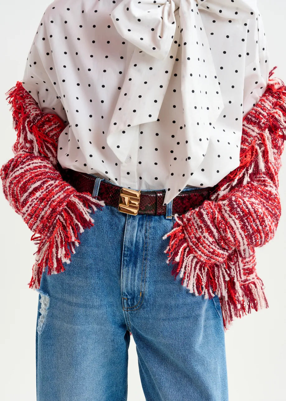 Isnake Print Leather Logo Belt - Margot Mauve