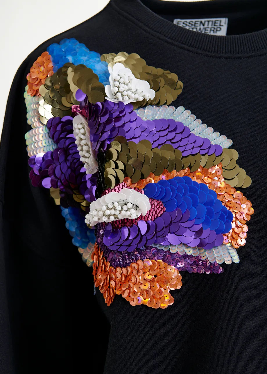 Ivening Embroidered Sweatshirt - Black