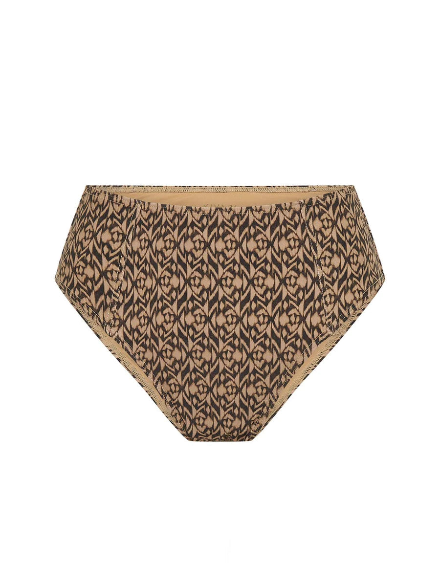 Marisa Panelled Bikini Bottom - Chocolate Aztec