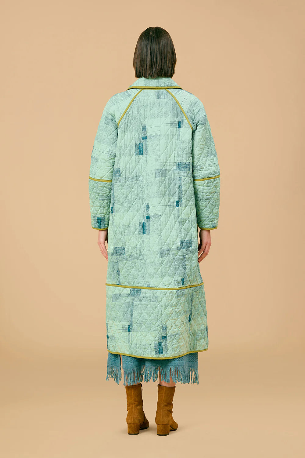 Quilted Reversible Coat - Blue Print/Cottage