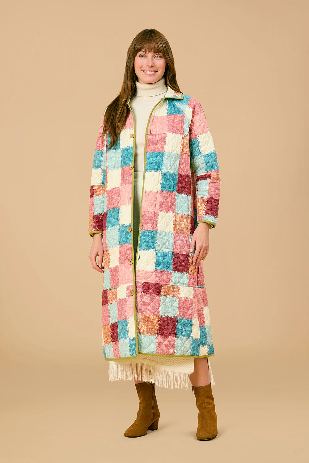 Quilted Reversible Coat - Blue Print/Cottage