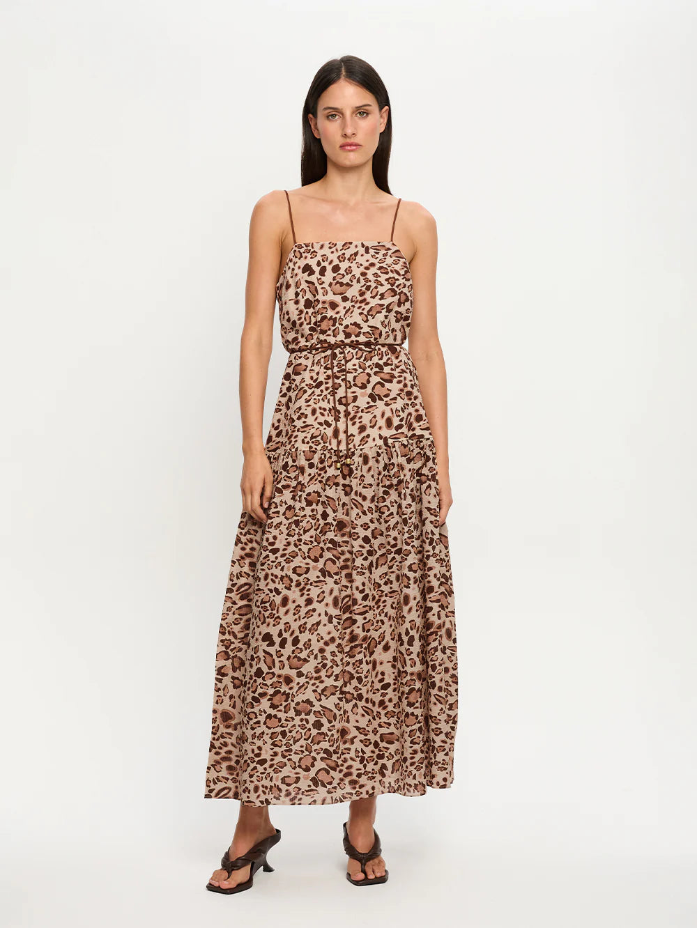 Paris Strappy Maxi Dress - Brown