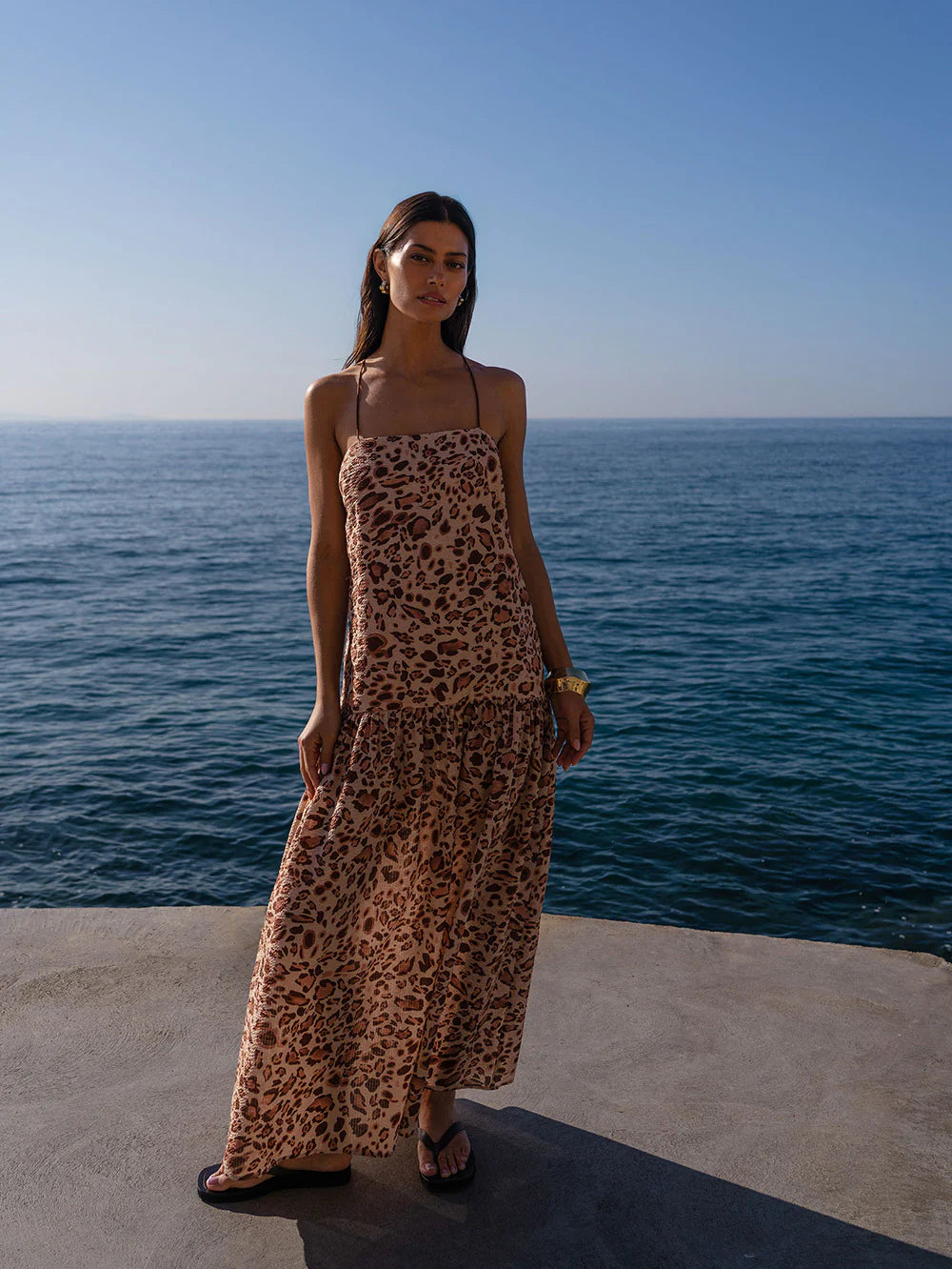 Paris Strappy Maxi Dress - Brown