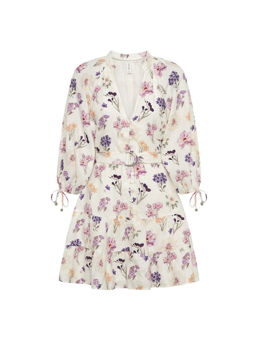 Phoebe Mini Dress - Purple Pink Ditsy