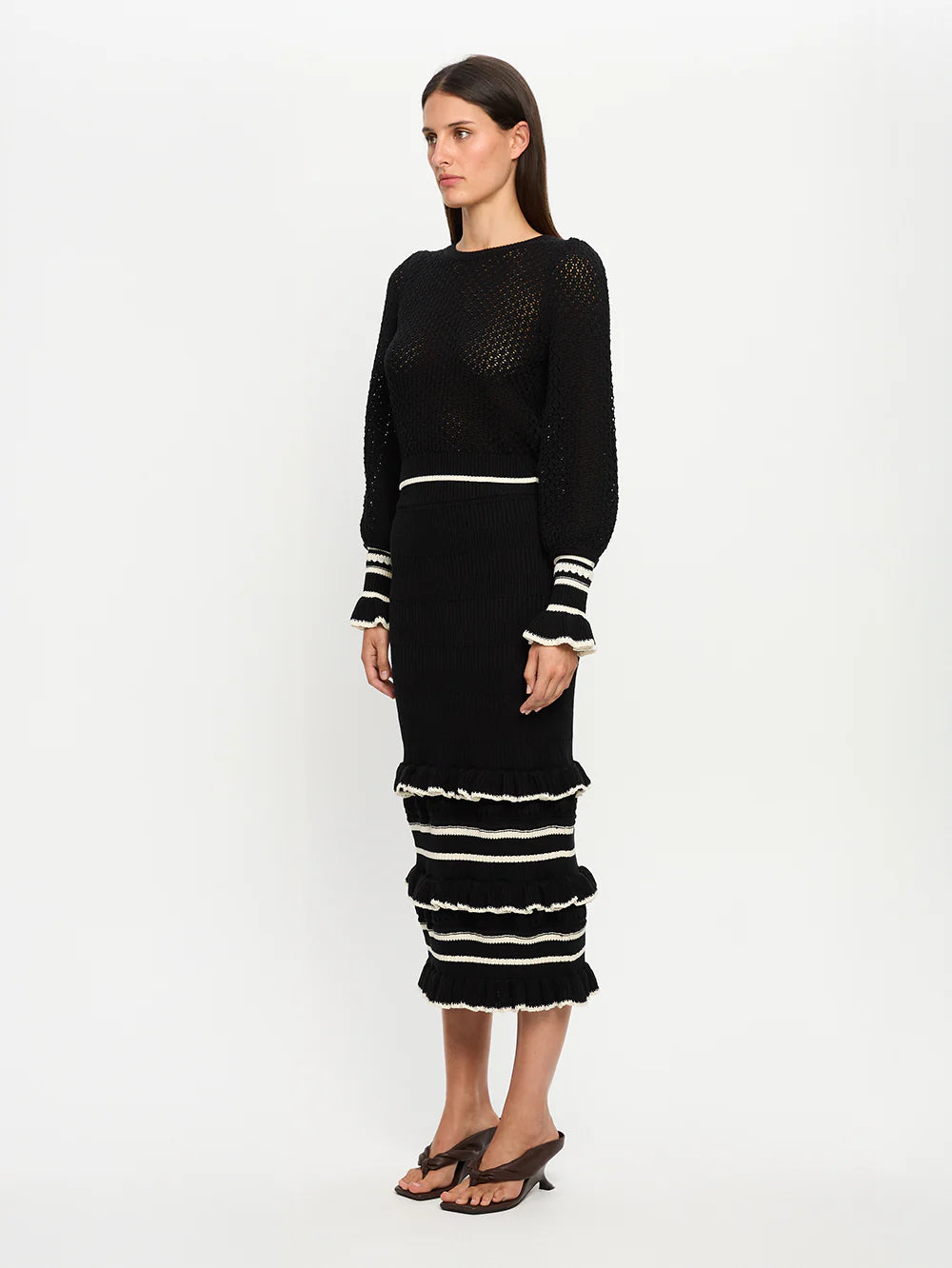 Rafaela Knit Top - Black/Cream