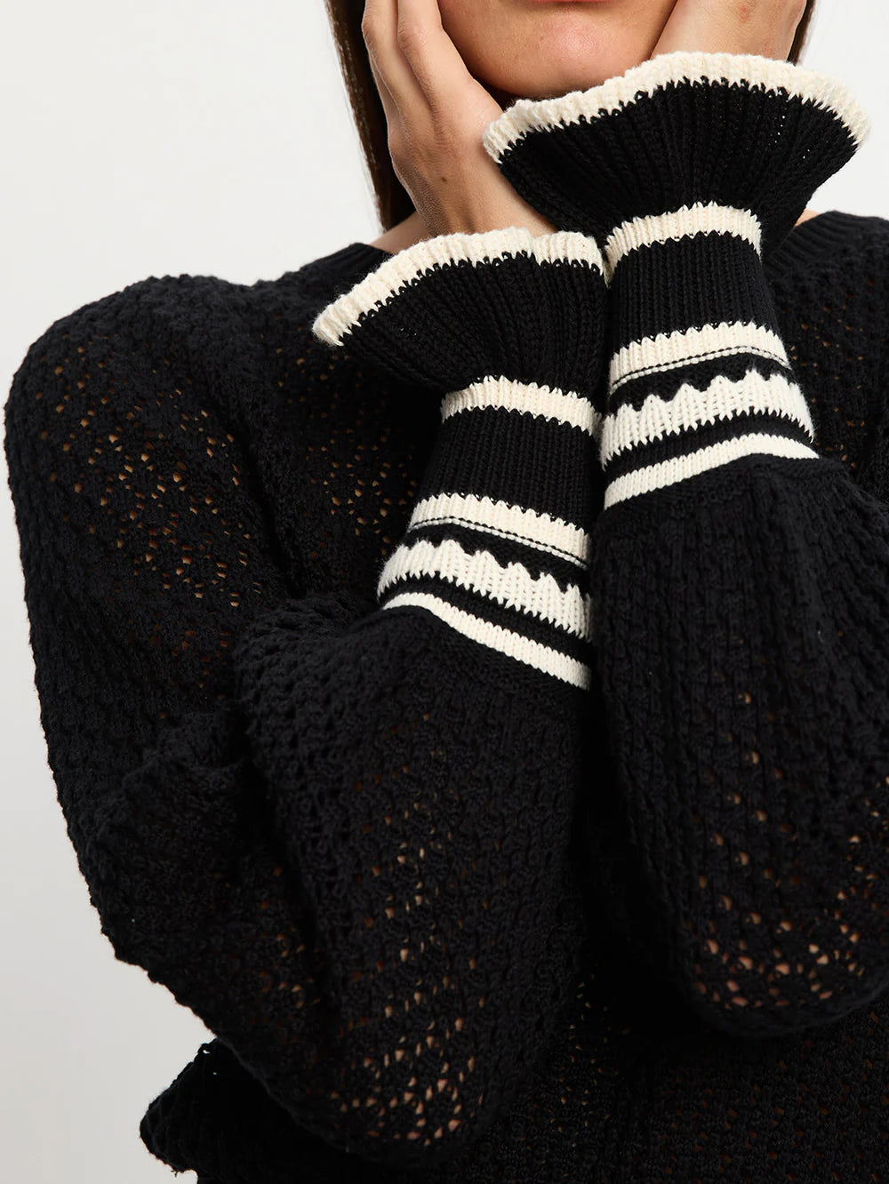 Rafaela Knit Top - Black/Cream