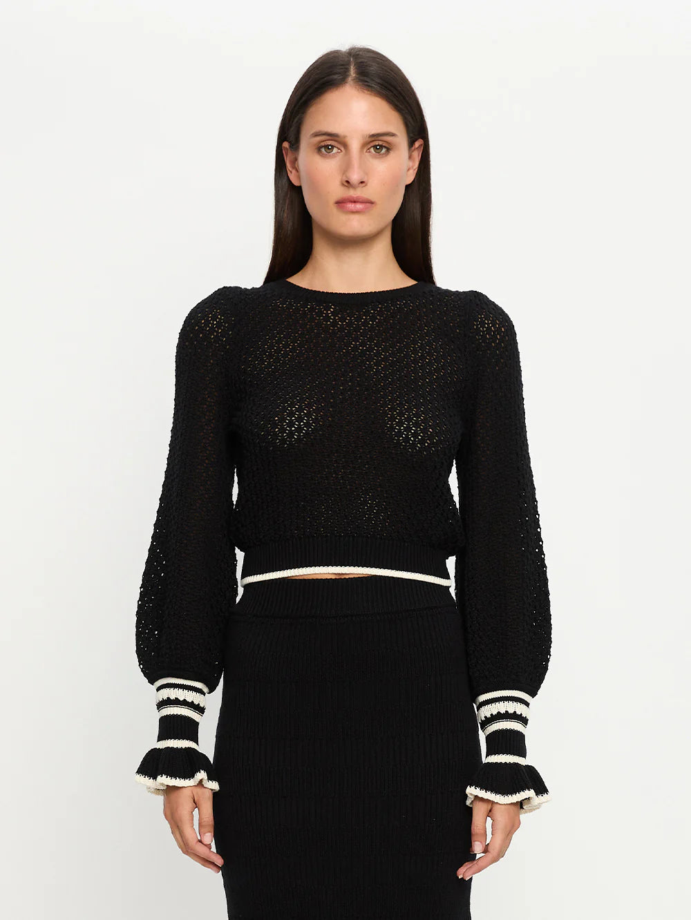 Rafaela Knit Top - Black/Cream
