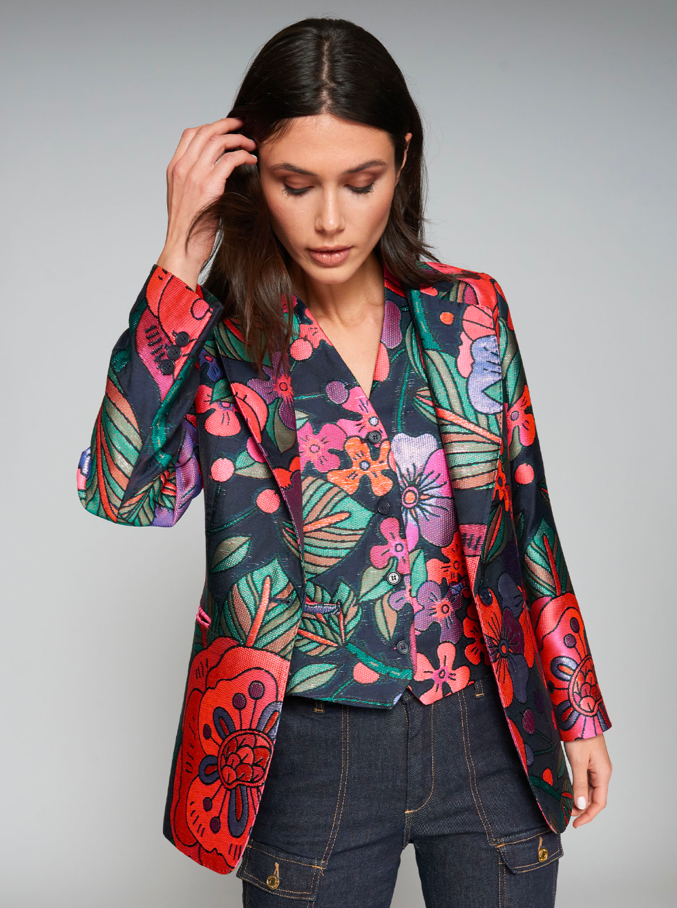 Floral Jacquard Blazer