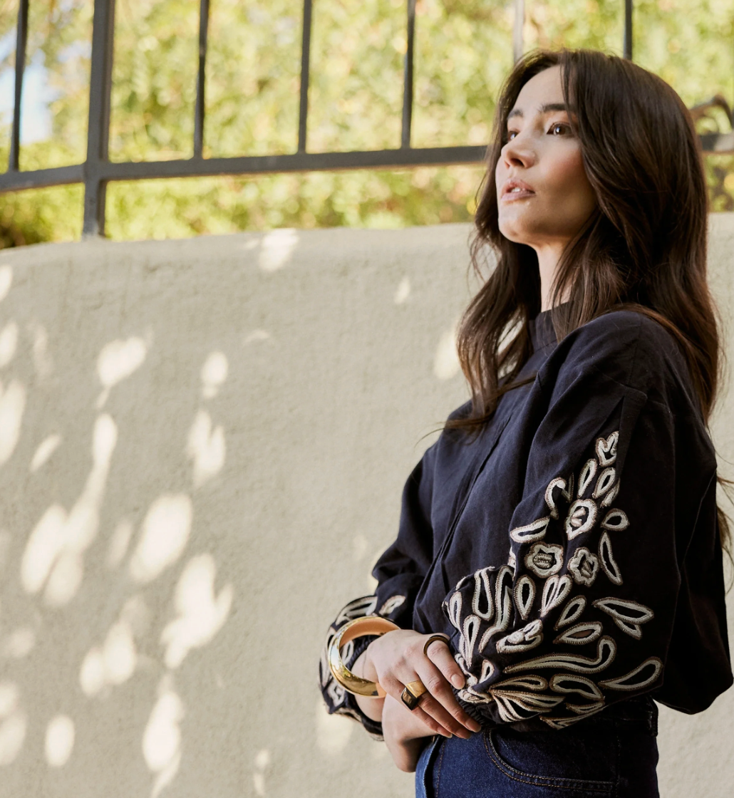Clarissa Blouse - Black/Ivory