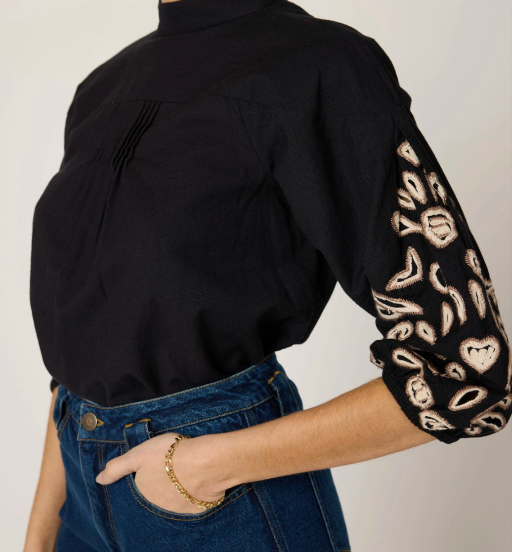 Clarissa Blouse - Black/Ivory