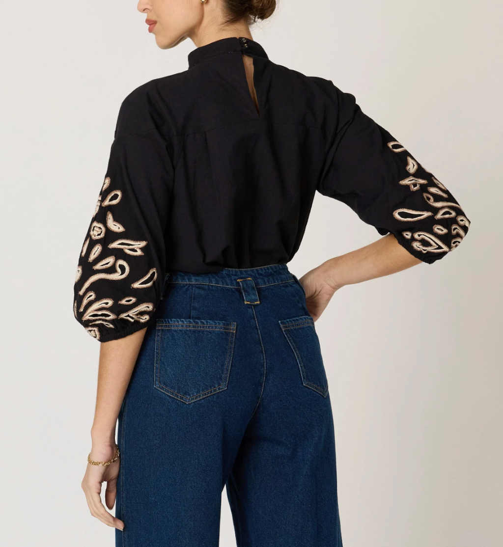 Clarissa Blouse - Black/Ivory