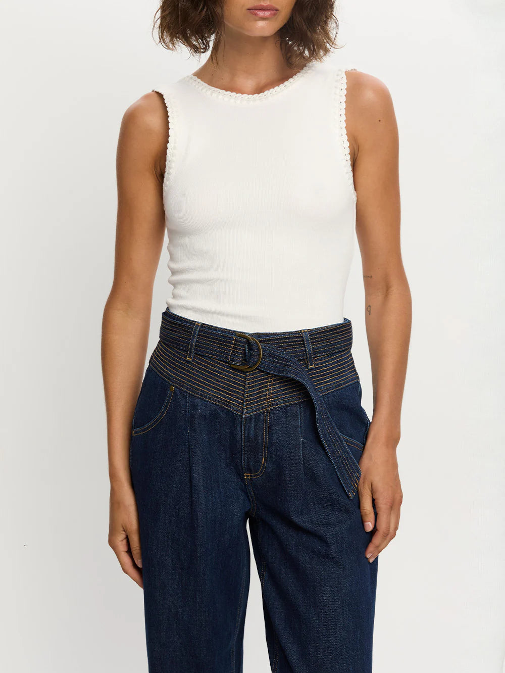 Tallulah High Neck Top - Ivory