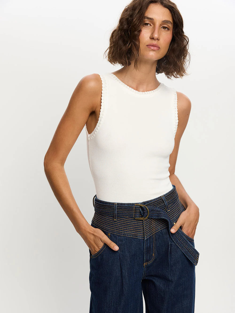 Tallulah High Neck Top - Ivory