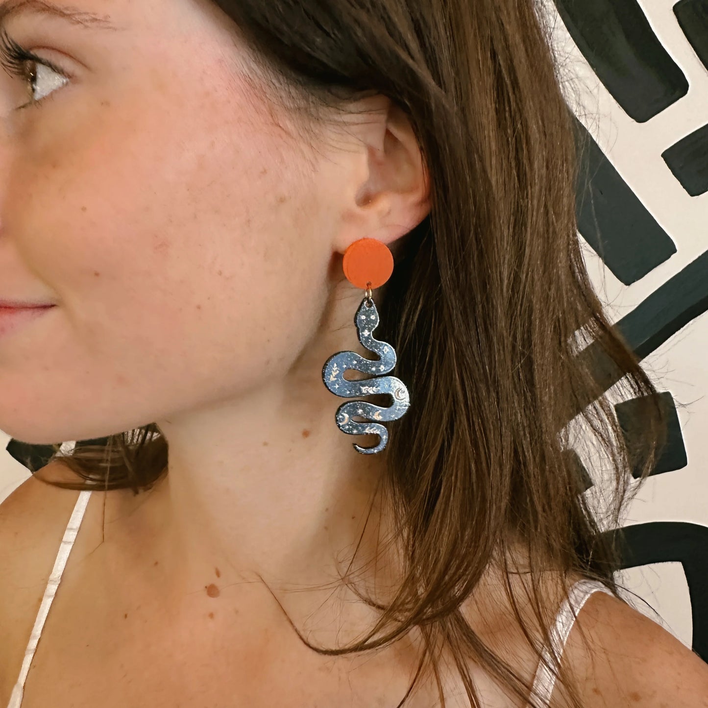 Snake Earrings - Orange