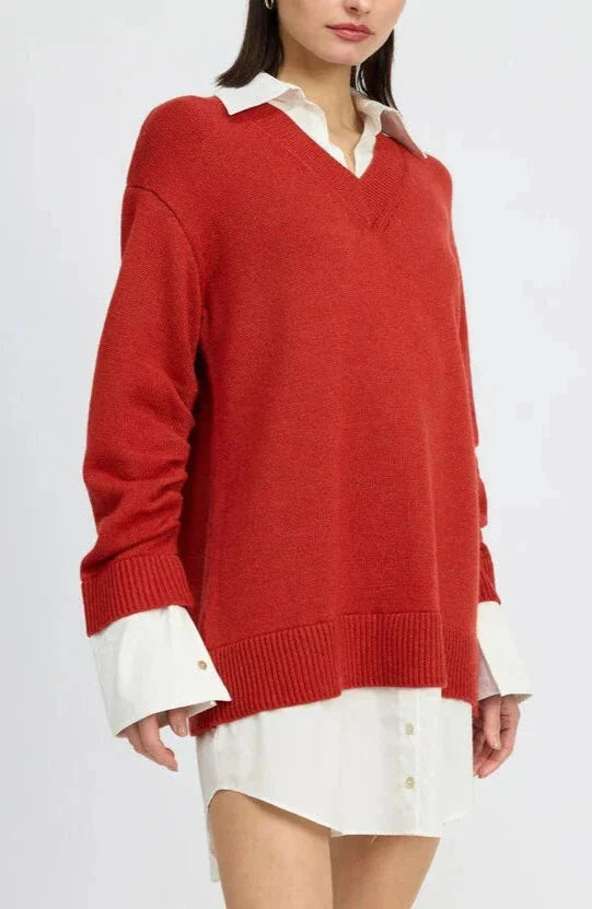 Colby Sweater Dress - Brick