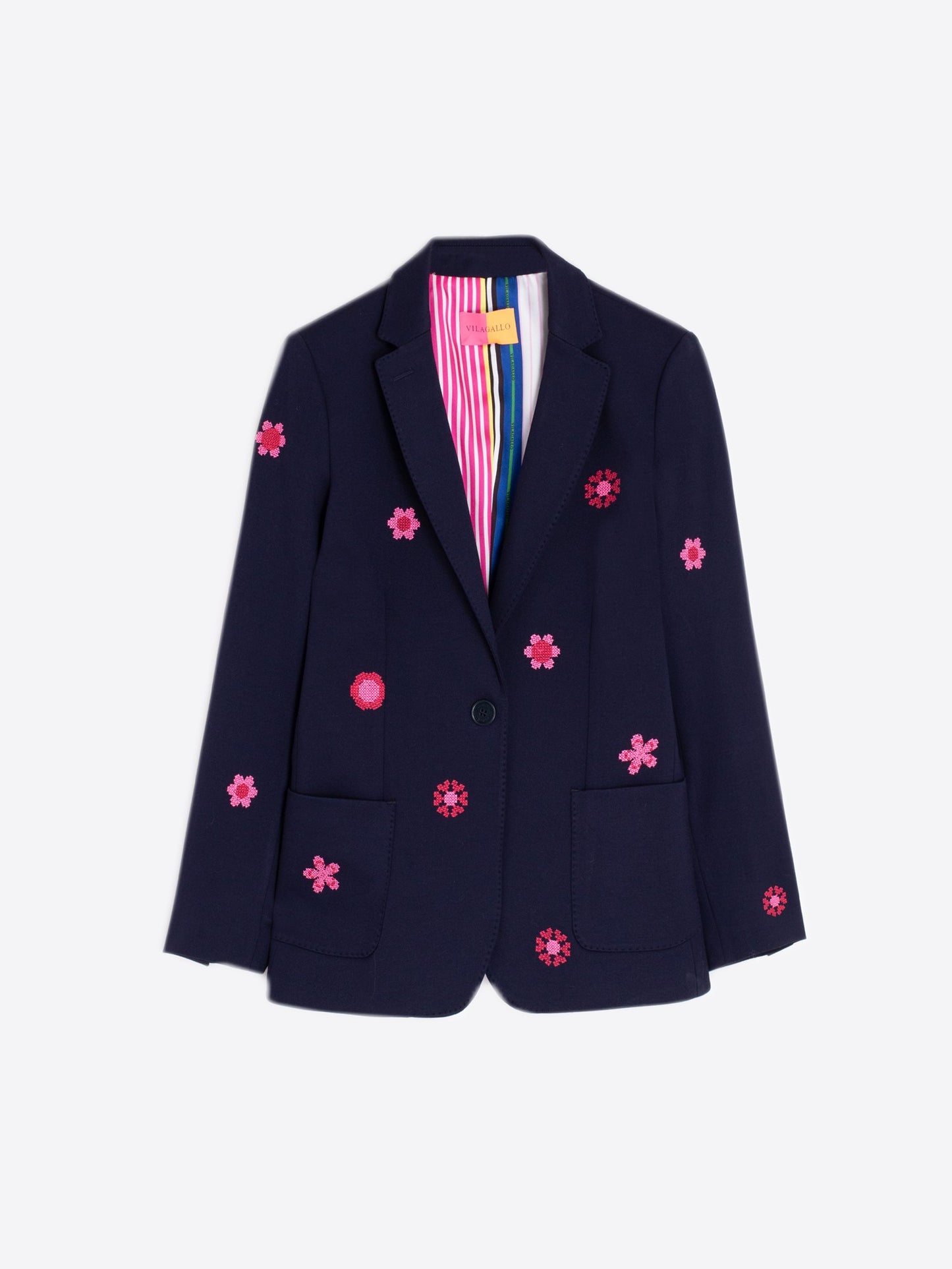 Navy Blazer w/Pink Flowers