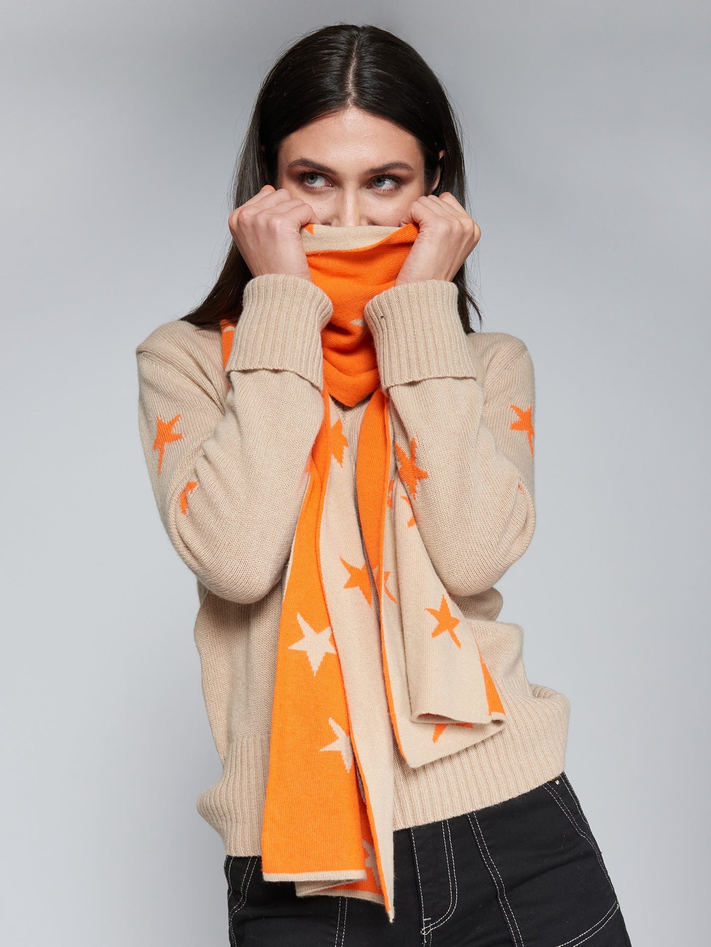 Orange Star Sleeve Sweater