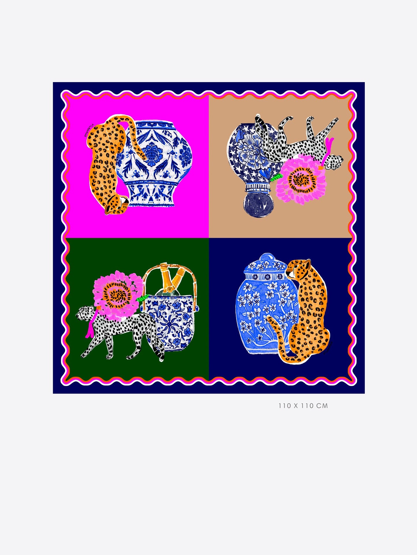 Silk Tiger & Chinoiserie Scarf