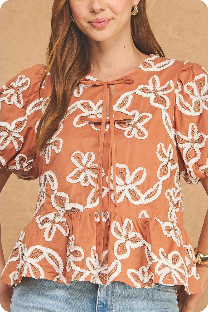 Brandied Melon Floral Top