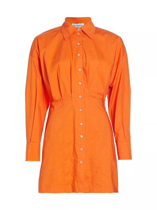 Abby Mini Shirt Dress - Tangerine