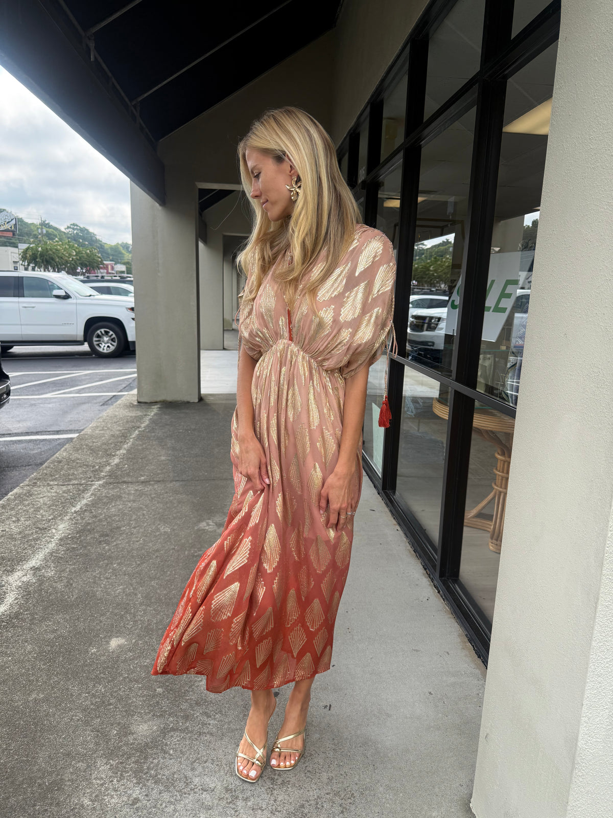 Sandstone Lurex Ombre Maxi Dress