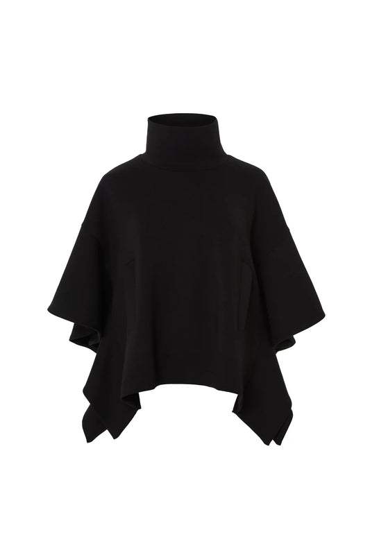 Structured Batwing Poncho - Black