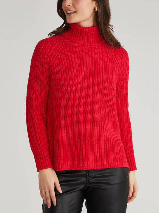 Stella Turtleneck Pullover - Cherry Red