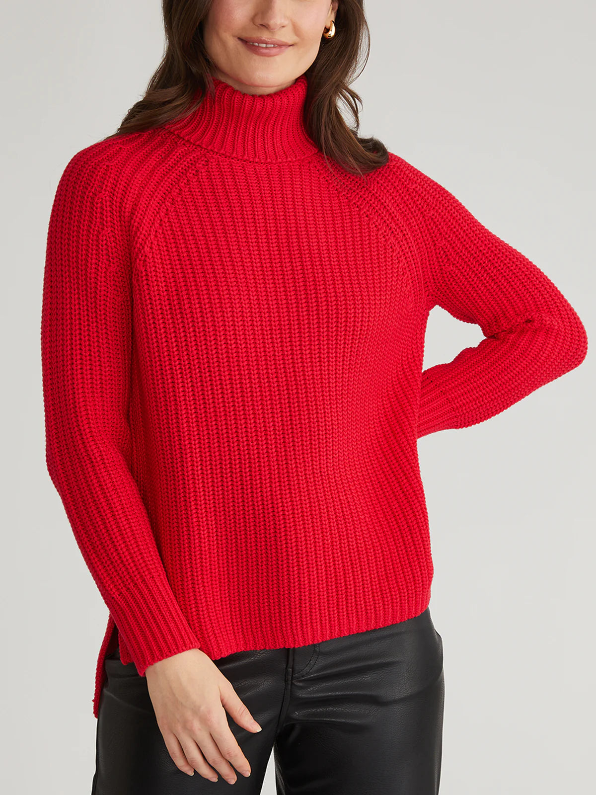 Stella Turtleneck Pullover - Cherry Red