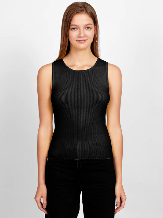 Poppy Rib Tank - Black