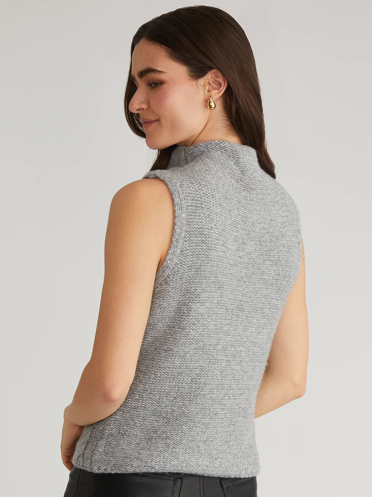 kendall Funnel Neck Cable Vest - Smoke Grey