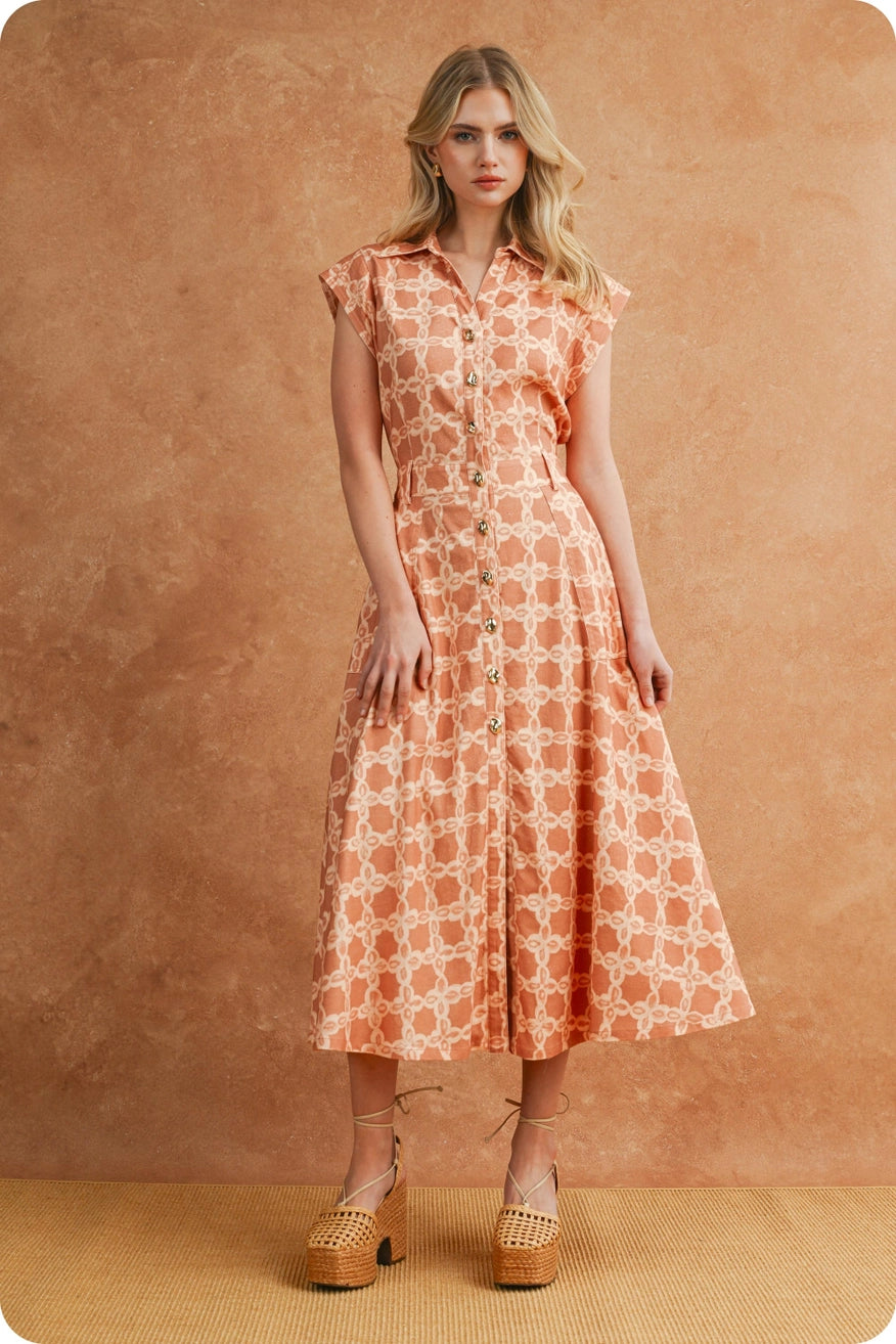 Chainlink Print Midi Dress