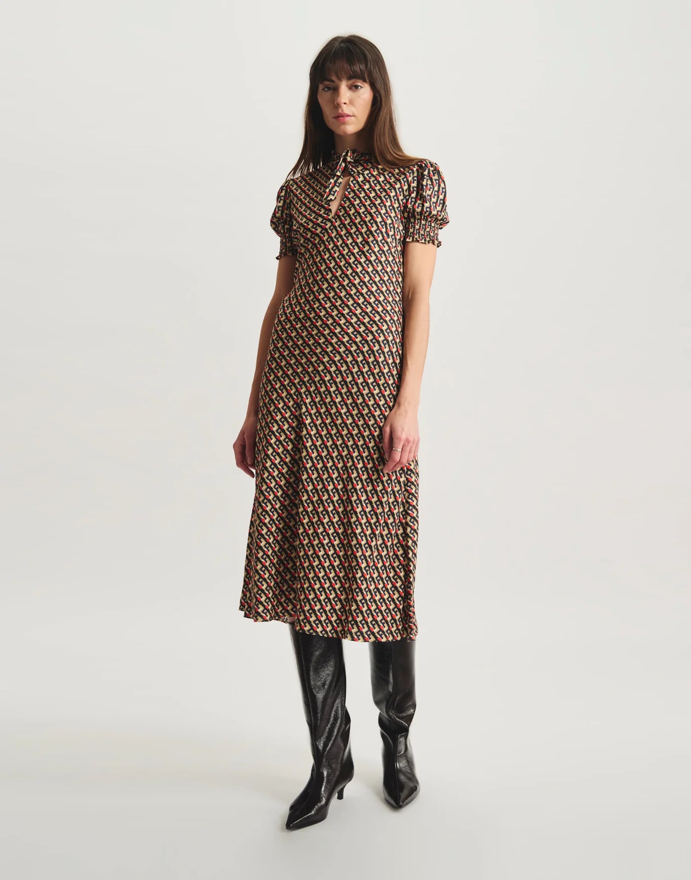 Cerise Dress - Vintage Print