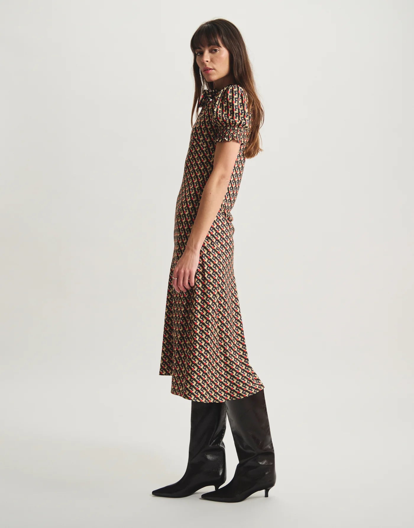 Cerise Dress - Vintage Print